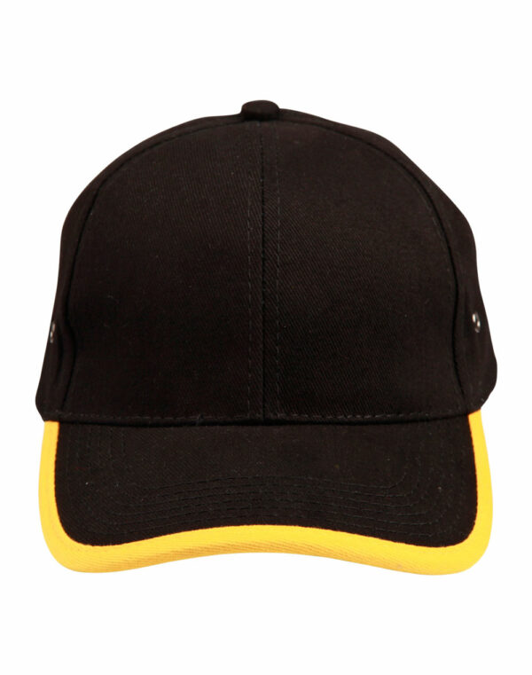 Heavy Brushed Cotton Peak & Back Trimp Cap - 3184_119478.jpg