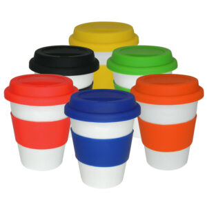 Coffee Cup White Ceramic Takeaway Cup. Double Walled With Silicone Surround. Reusable Coffee Cup/Mug Eco Friendly - 26999_66858.jpg