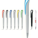 Plastic Pen Twist Action White Barrel And Coloured Trim Swansea