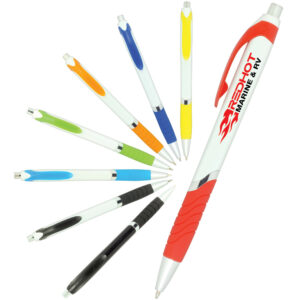 Pen Plastic Push Action Metal Trim Soft Rubberised Grip Explorer - 54463_68361.jpg