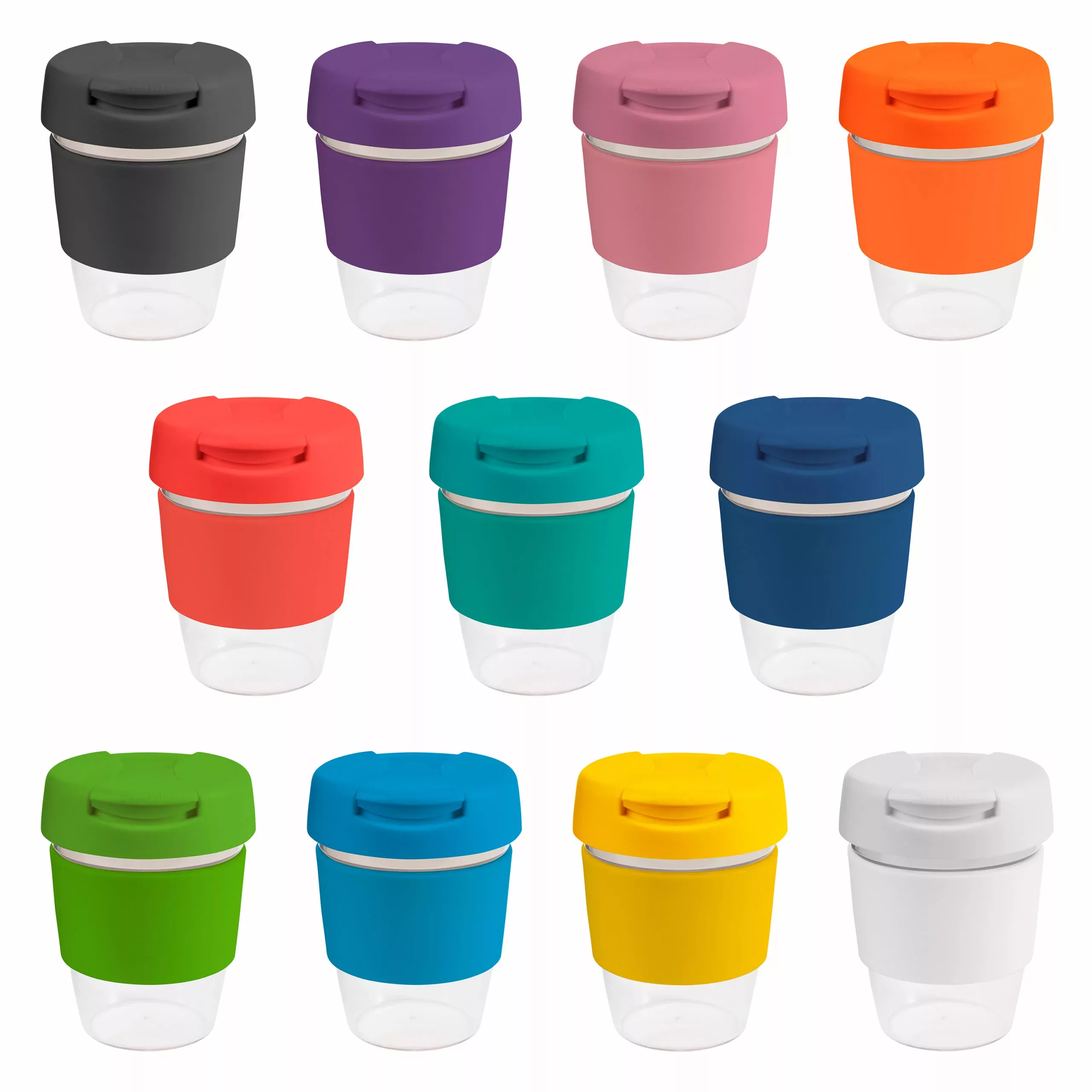 Coffee Cup / Mug 8oz/235ml Clear Plastic Karma Kup Plastic Flip Lid Reusable Eco Friendly - 62168_115643.jpg