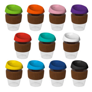 Coffee Cup / Mug 12oz/340ml Clear Plastic Karma Kup Cork Band Silicon Lid Reusable Eco Friendly - 62177_116663.jpg