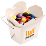 White Cardboard Noodle Box Filled with Choc Beans (Smartie Look Alike) 100G