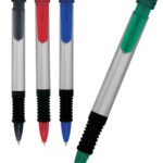 Pen Plastic Silver Barrel Translucent Clip And Rubber Grip Euro - 12762_116018.jpg