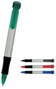 Pen Plastic Silver Barrel Translucent Clip And Rubber Grip Euro - 12762_7621.jpg