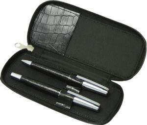 Metal Pen Gift Set Includes Roller Ball And Ball Pen With Leather Barrel And Packed Into Zippered Case Park Lane - 21966_116549.jpg