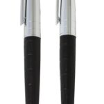 Metal Pen Gift Set Includes Roller Ball And Ball Pen With Leather Barrel And Packed Into Zippered Case Park Lane