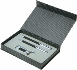 Pen Gift Set Ball Point And Roller Ball Pen With Matching Key Ring Carbon Fibre Gift Set - 21970_116754.jpg