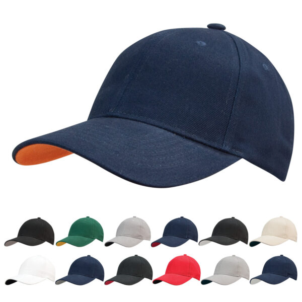 Cap 6 Panel Embroidered Eyelets Pre Curved Peak , Heavy Brushed Cotton Sports Star - 26974_115641.jpg