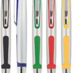 Plastic Pen Click Action Silver Barrel And Coloured Rubber Trim Scribble - 27127_66899.jpg