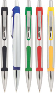 Plastic Pen Click Action Silver Barrel And Coloured Rubber Trim Scribble - 27127_66899.jpg