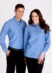 Mens Wrinkle Free Chambray Long Sleeve Shirt - 2956_22682.jpg