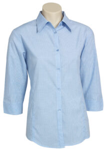 Ladies Micro Check 3/4 Sleeve Shirt - 11566_21418.jpg