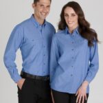 Ladies Wrinkle Free Chambray Long Sleeve Shirt